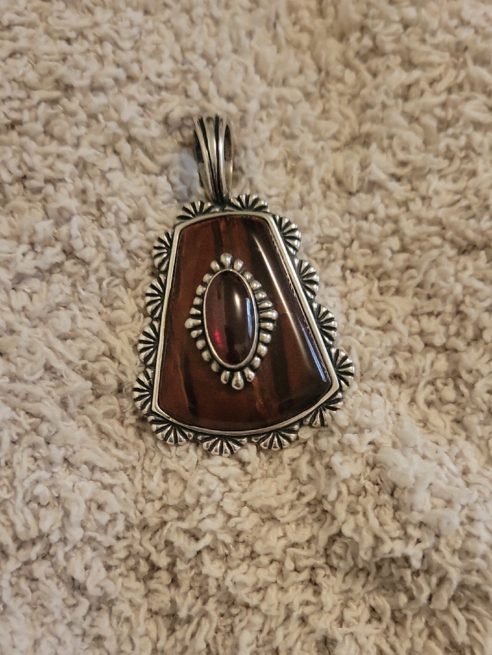 Sterling Silver America West Red Jasper And Red Tigers Eye Enhancer